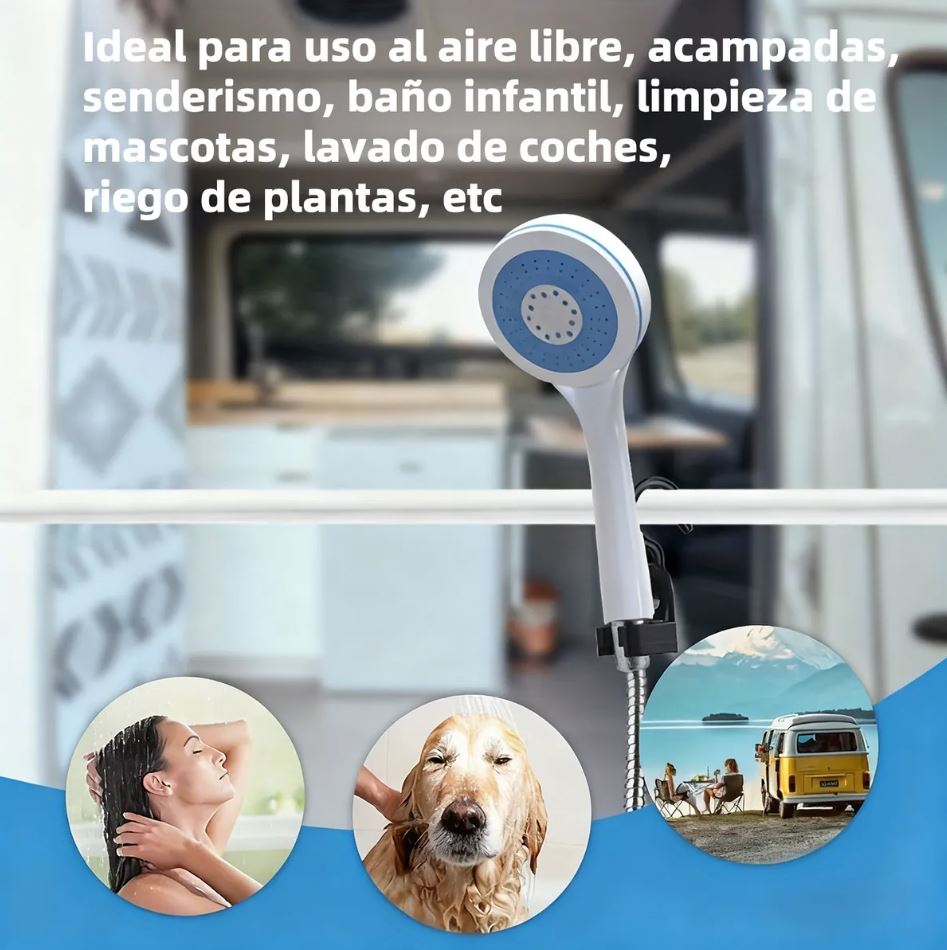 AquaFlow® DUCHA PÓRTATIL A BATERÍA RECARGABLE - DISEÑADA PARA ACOMPAÑARTE EN USO DIARIO, AVENTURAS Y TRABAJO