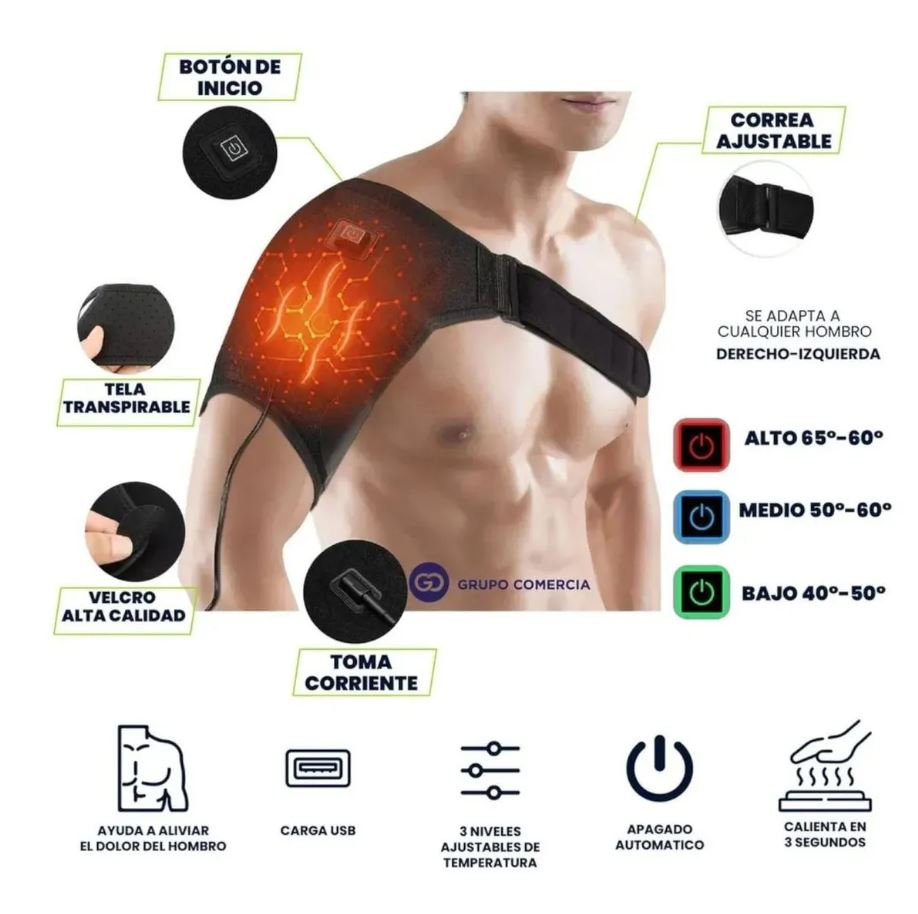 HombroConfort® HOMBRERA TÉRMICA PARA HOMBRO + ¡EBOOK GRATIS! CALEFACCIÓN Y ALIVIO PARA DOLOR MÚSCULAR