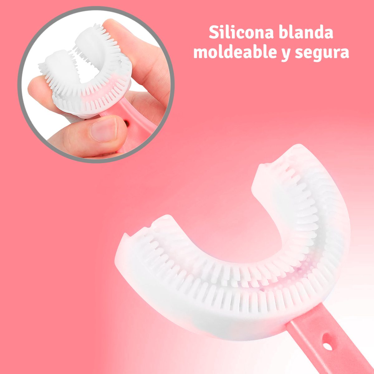 (2 X 1) U-Sonrisa® CEPILLO INFANTIL DE SILICONA EN U FÁCIL DE USAR PARA LIMPIEZA COMPLETA