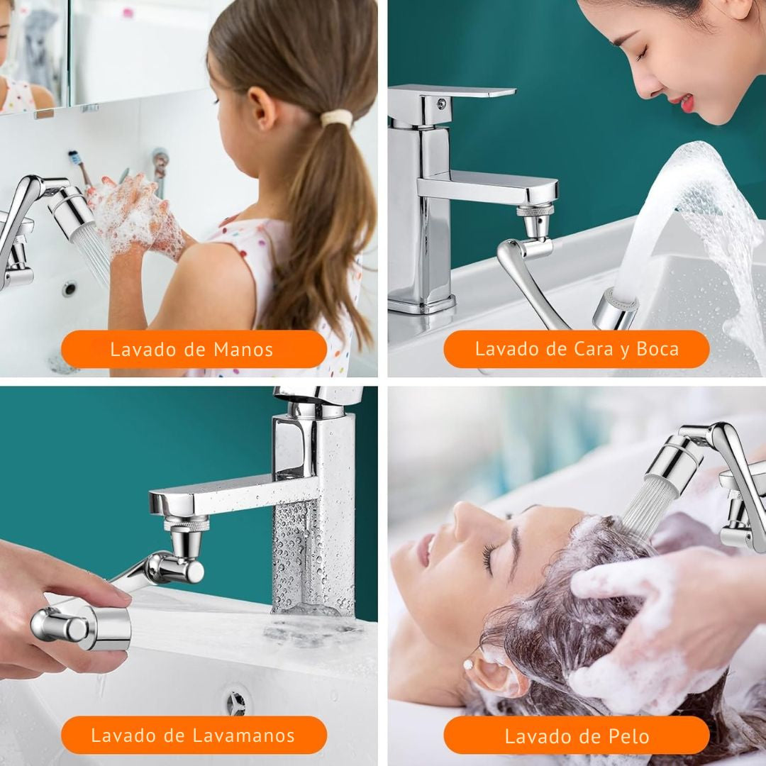 AquaGiro® – GRIFO GIRATORIO 1080° MÁS CONTROL DEL AGUA EN COCINA Y BAÑO