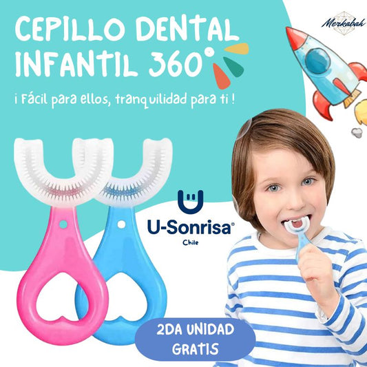 (2 X 1) U-Sonrisa® CEPILLO INFANTIL DE SILICONA EN U FÁCIL DE USAR PARA LIMPIEZA COMPLETA