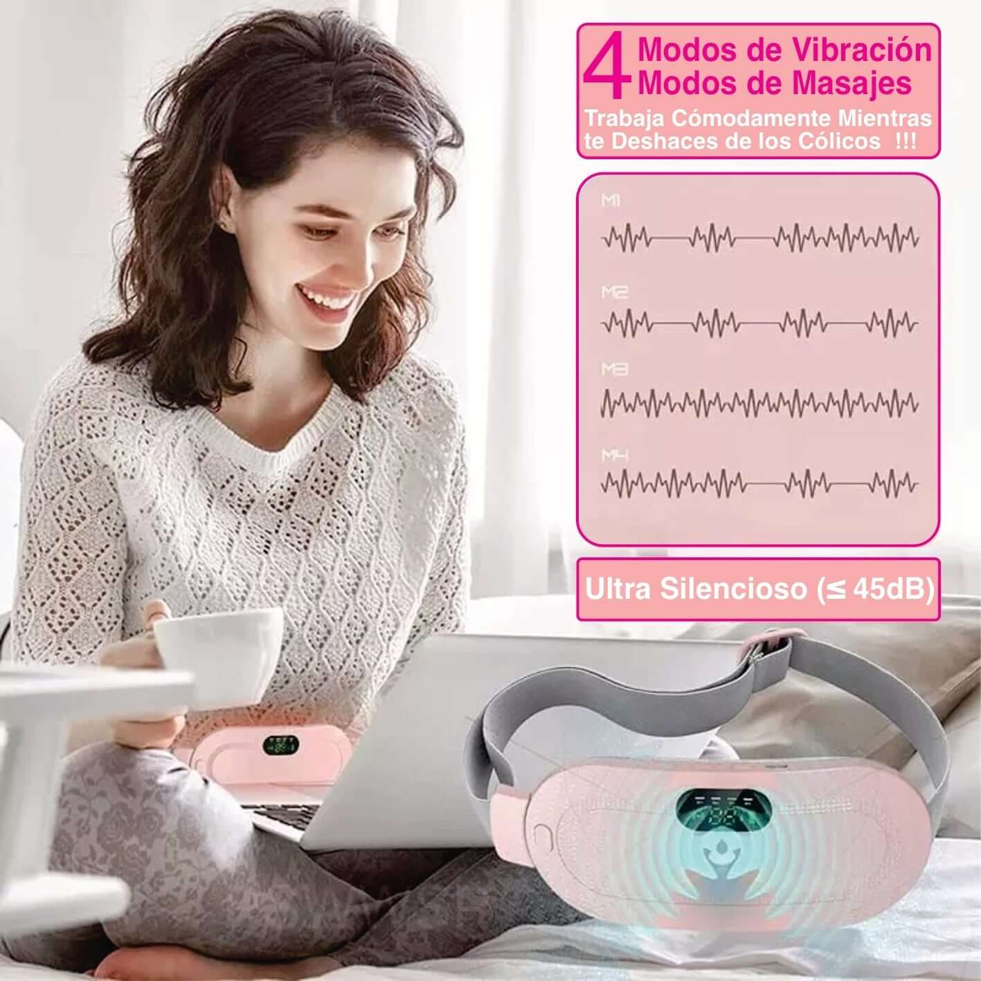 AlivioCare® Cinturón Menstrual Alivia Cólicos con Calor y Masaje en Minutos